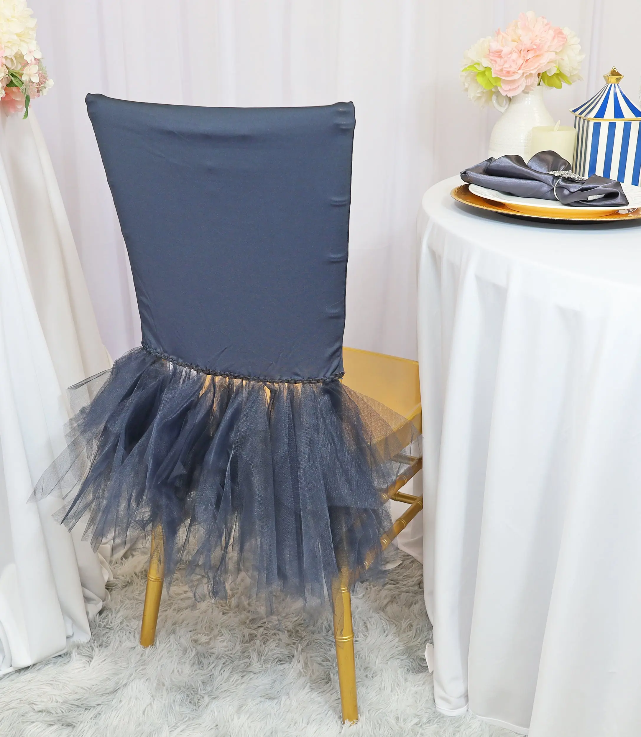 Ballerina Spandex Chiavari Chair Cover - Pewter/Charcoal (1pc)