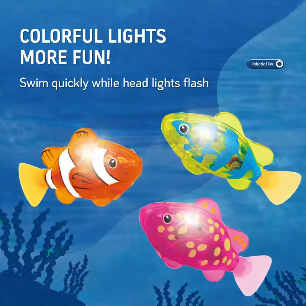Waterproof pet fish for aquariums, robotic fish, robotic fish for cats and dogs, with light-up features, fish for interactive play in aquariums and pools