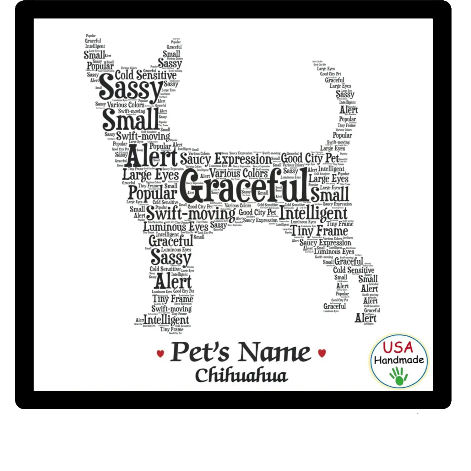 Personalized Chihuahua Dog Name Frame – Custom Framed Pet Art Gift Wrapped for Dog Lovers . Add your dog's name in the delivery instructions box or order notes at checkout
