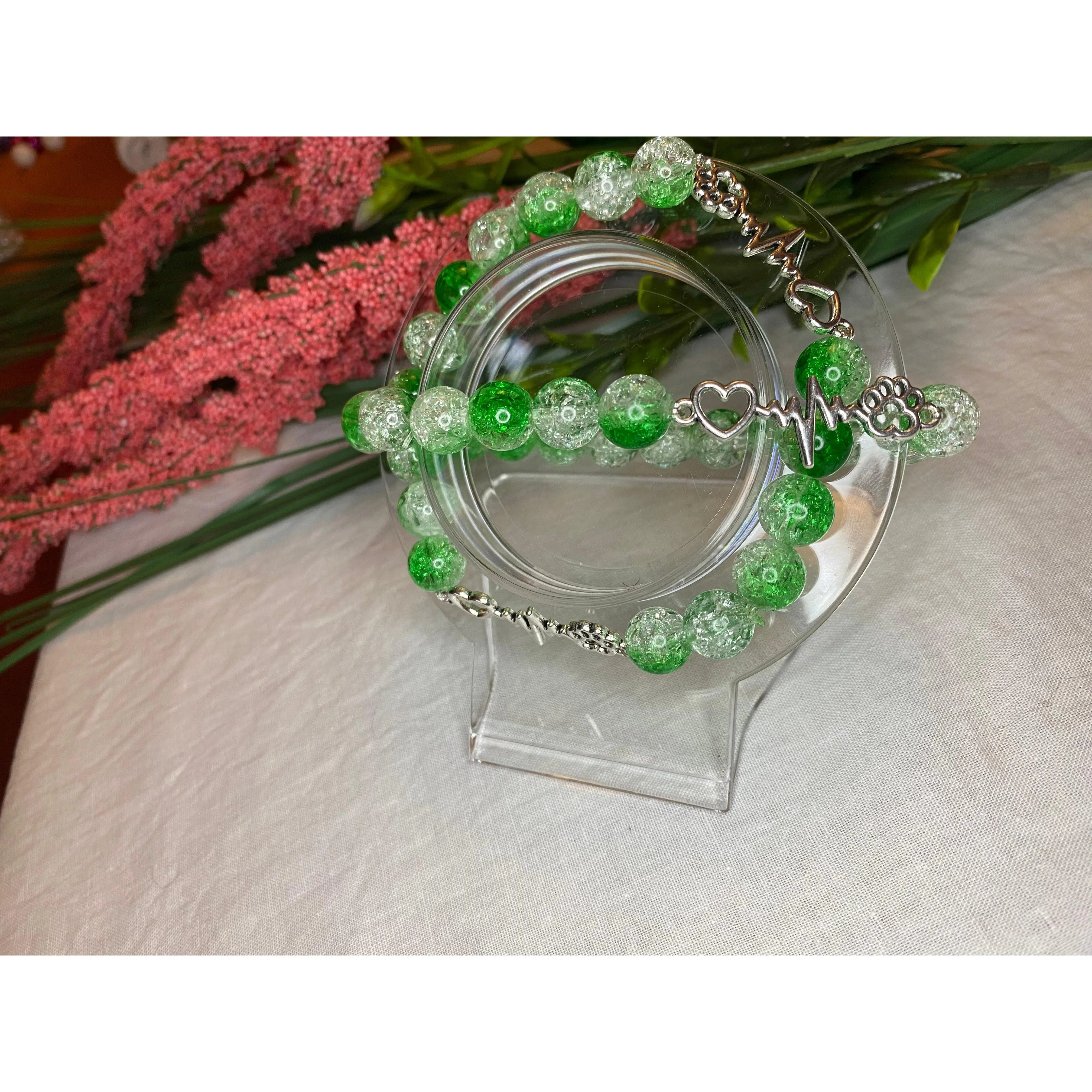 Crackle Heartbeat Charm Bracelet Set