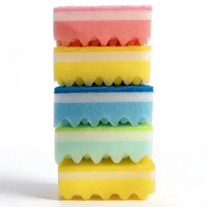 Wave Edge Cleaning Sponge Set, Soft Non-Scratch Kitchen Sponges, Deep Clean Oil Stains, Simple Fresh Design, Daily Household Use