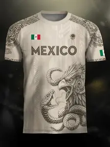 Mexico Aztec Eagle Heritage Soccer Jersey, All over Print, Fitted Casual Style for All Seasons, Unique Animal and Tribal Design, Soccer Tee