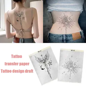 1pc A4 Geometric Moon, Sun and Star Tattoo Transfer Paper – Pre-Designed Pattern Stencil, No Drawing Needed, Compatible with Transfer Gel, Suitable for Arm/Back/Abdomen, Folder Packaging to Prevent Damage, Ideal for Tattoo Beginners and Lovers