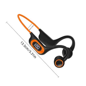 Open-Ear Bone Conduction Wireless Bluetooth Headphones, Stereo Noise Cancellation, 30-Hour Playback, LCD Battery Display, TF Card Support, Not Water Resistant Sports Earbuds for Running, Jogging