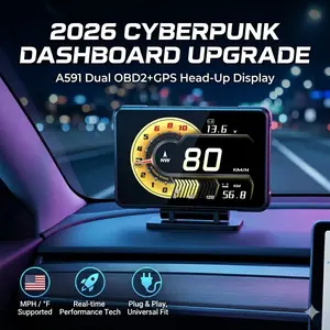 2026 New Upgrade: Universal Car HUD Head-Up Display - Monitor Engine Temp, RPM, Voltage & Car Speed Monitor - Futuristic Digital Dashboard Gauge