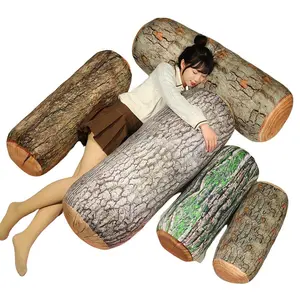 50cm-110cm Realistic Tree Stump Plush Pillow, Soft Short Velvet Hugging Sofa Cushion, Natural Forest Atmosphere Decor, PP Cotton Filled Gift, Soft Cushions