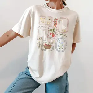 【100% cotton】 Cottagecore Shirt, Goose Shirt, Gardening Shirt, Summer Spring Shirt, Gift for Her - JOHA