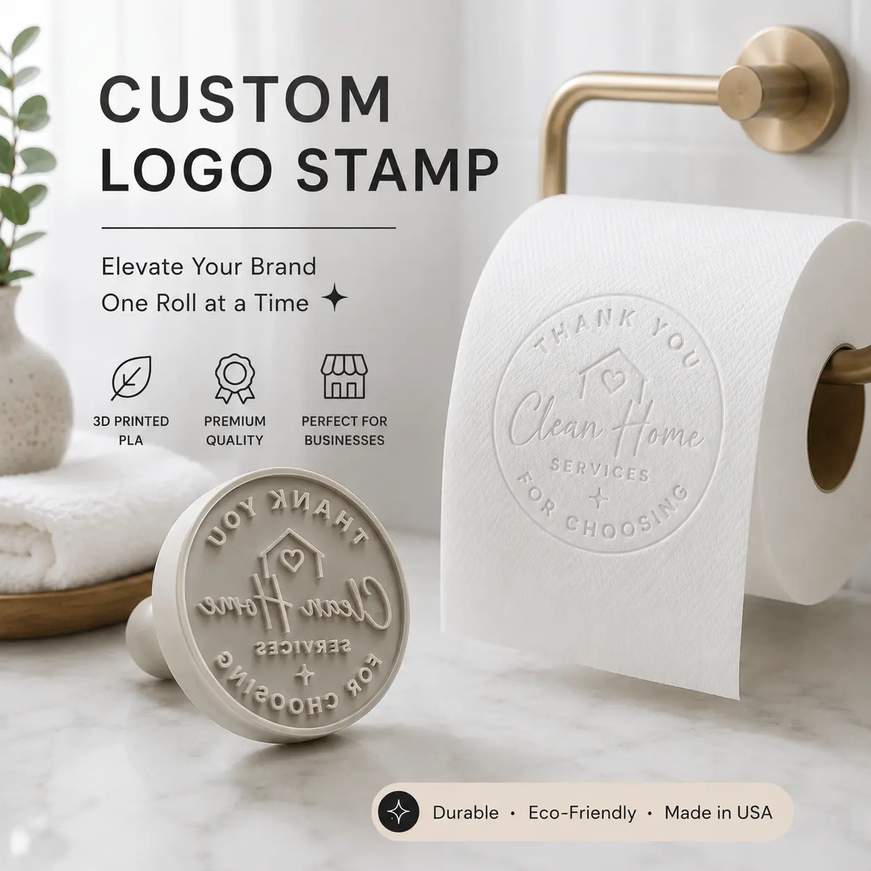 Custom Toilet Paper Logo Stamp | Personalized Stamp | 3D printed Stamp | House Cleaner Toilet Paper Stamp