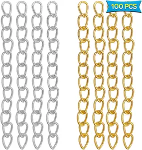 100 count 50mm x 4mm Extender Chains Tail Chain Removable Extension Chain for DIY  Making Necklace Bracelet Anklet Key Chain( & )