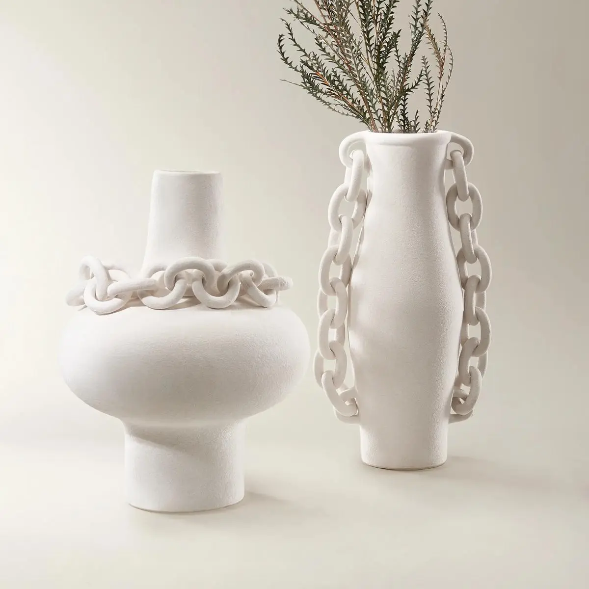 Z Gallerie Links Vase Ceramic Matte Decor White Vase Holder Decorative Vase Modern Plant Vase