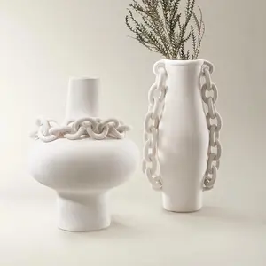 Z Gallerie Links Vase Ceramic Matte Decor White Vase Holder