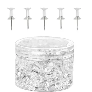Clear Thumb Tack Set, 100pcs/box Transparent Plastic Head Thumb Tack, Multifunctional Pushpin for Bulletin Board, Soft Board, Map, Calendar, Photo