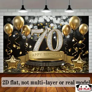 2D Flat Banner 1pc, banner, , 70th Birthday PartyBackground Photo Props, Banner Decor, Home Decor, Room Decor, , Party Background Decor, Party Decor/supplies/gifts Decorative Background, Birthday Party Decor,
