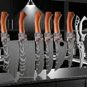 Knife Block Sets  Thickened stainless steel chef's knife 8-piece set   with stainless steel scissors  multi-functional combination set  with storage box  for easier storage organization high  end  knives men woman syvi  oknife  set