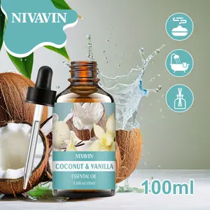 Nivavin Coconut & Vanilla Essential Oil 100ML, Diffuser & Humidifier, Home Air Freshener, Relaxing Scent, Stress Relief, Christmas Gift