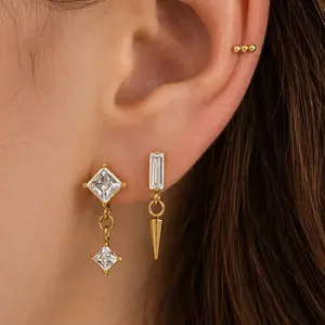 EVRY JEWELS Gold or Silver Plated Women's Cool Girl Flat Back 3 Piece Earring Set