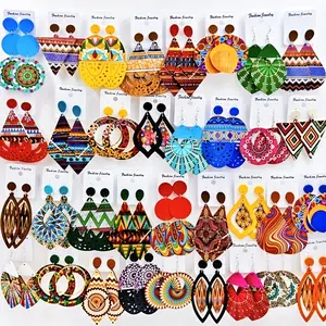 10/20 pairs/pack Women's Bohemian Style Wooden Earrings, Fashionable Mixed Styles and Sizes Ethnic Circle Earring Set Wholesale