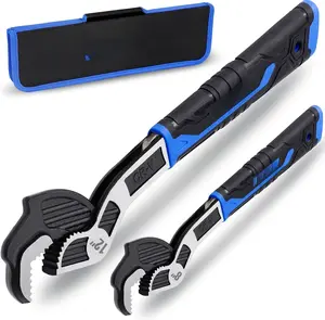 Self Adjusting Wrench, 8 and 12 Pipe Wrench, 2- Self Adjustable Wrench Set with 3/8 to /4 inch Jaw Open