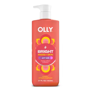 OLLY Bright Mood + Skin Body Wash with Ginseng Caffeine & Vitamin C for Radiant Radiance 17 fl oz