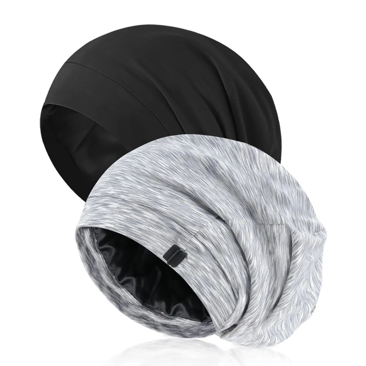 Men's Adjustable Satin Bonnet 2-Pack, Lightweight Silk Sleep Cap for Curly Hair, Soft Night Cap for Hair Care