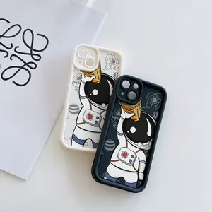 A Creative and Funny Astronaut Telescope Pattern Matte Phone Case, Suitable for iPhone 17 Air/16 Plus/15 Pro Max/14 Pro/13/12/11/XS Max/X Phone Case, Ideal Gift for Family, Friends, Lovers, Boyfriend, Girlfriend, Best Choice for Holiday Gifts TY896