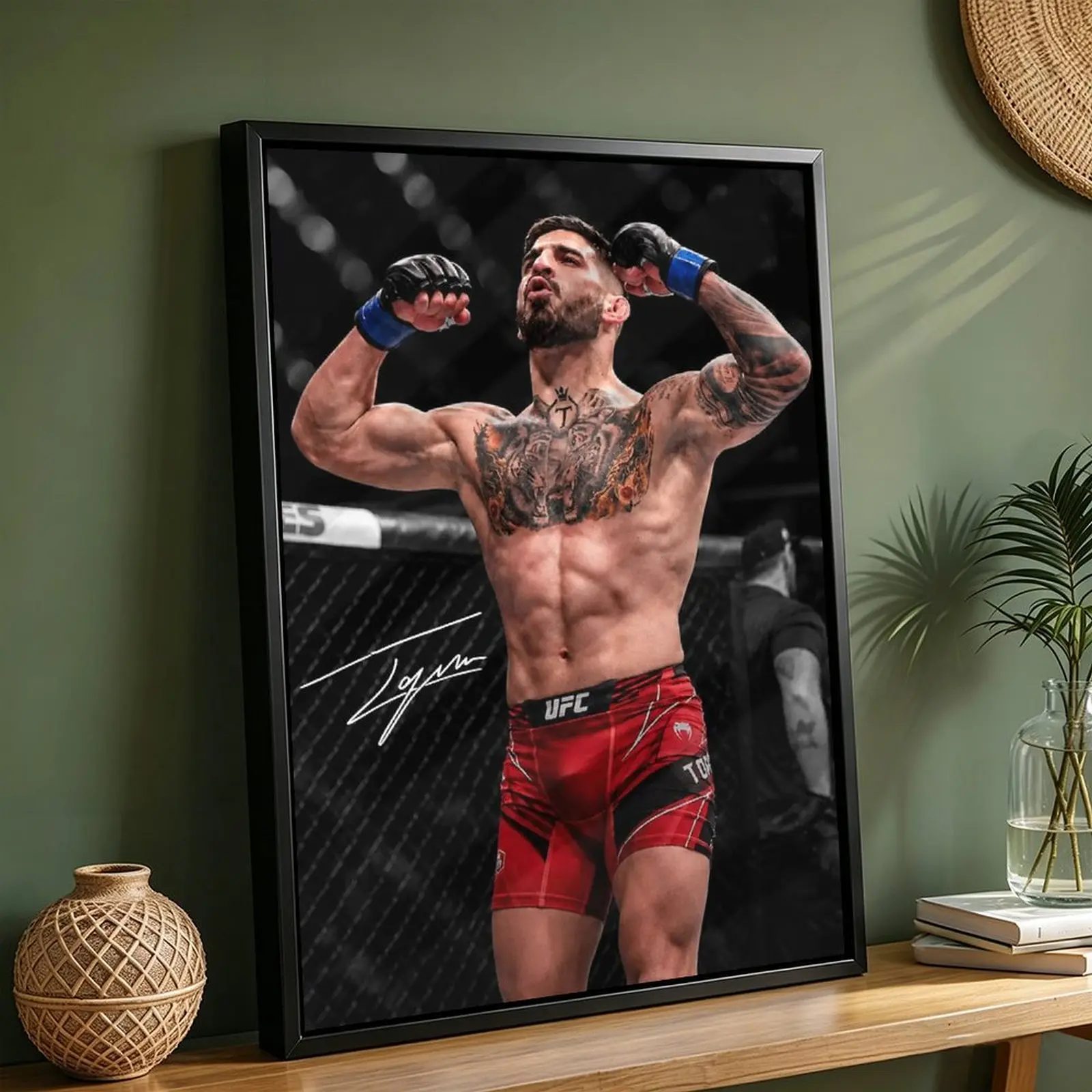 UFC Legends Canvas Wall Art Set - Signed Print Posters of Conor McGregor, Ilia Topuria, Makhachev, Charles Oliveira, Benoit Saint-Denis, Max Holloway - MMA Fighter Artwork for Room Decoration, Gift for Fight Sports Fans, Artistic