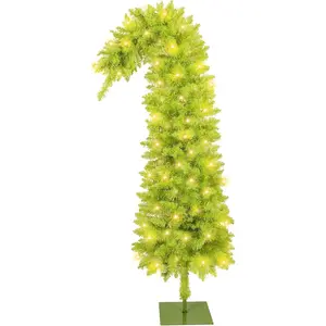 6Ft Whimsical Artificial Christmas Tree Holiday Decorations Grinchs Tree with Metal Stand for Home Party Decoration with 480 Branch Tips Decor for Indoor Use