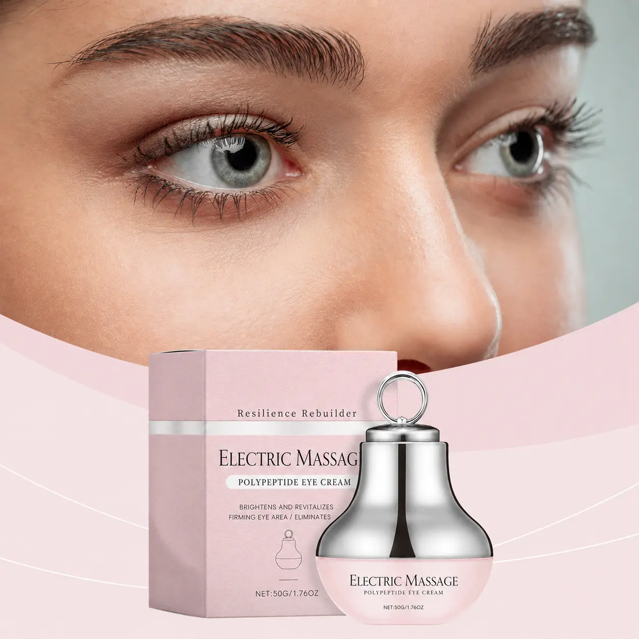 Electric Massage Polypeptide Eye Cream, Hydrating Nourishing Eye Moisturizer for Lifting Plump Eye Skin, Improve Elasticity & Smooth Under-Eye Area