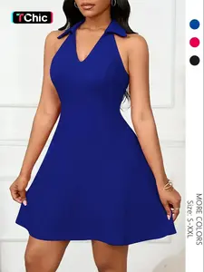 Women's Sleeveless Party Dress, Elegant Split Hem Solid Color Dress for Party Club Dating Wear, Ladies Summer Clothes Formal Wear, Formal Dresses