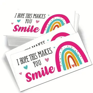 Letter & Rainbow Pattern Card (50pcs/set), Positive Message Card, Inspirational Greeting Cards, Thank You Card, Gift Card, Greeting Card for Friends, Family, Couple, Students, Thank You Card for Small Business, Online Retailers
