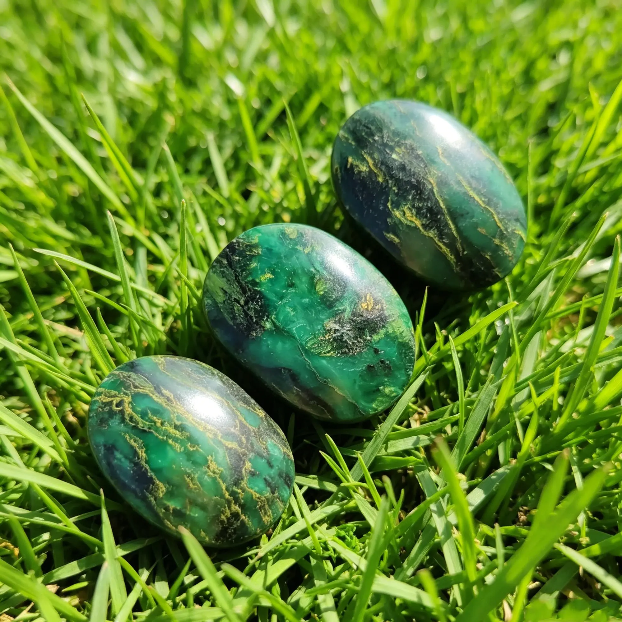 Natural Emerald Palm Stone Hand-polished Healing Crystal Pocket Stone Crystal Decor Collection Gift