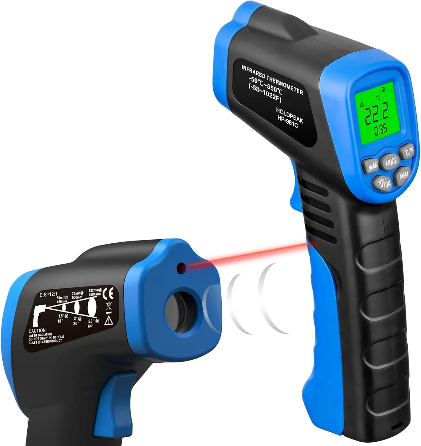 LCD Non-Contact Digital Laser Infrared Thermometer, Instant-Read Kitchen Thermometer, -58℉ to 1022℉ (-50℃ to 550℃) for Cooking Grill, Pizza Oven (Not for Human Use), Digital Thermometer