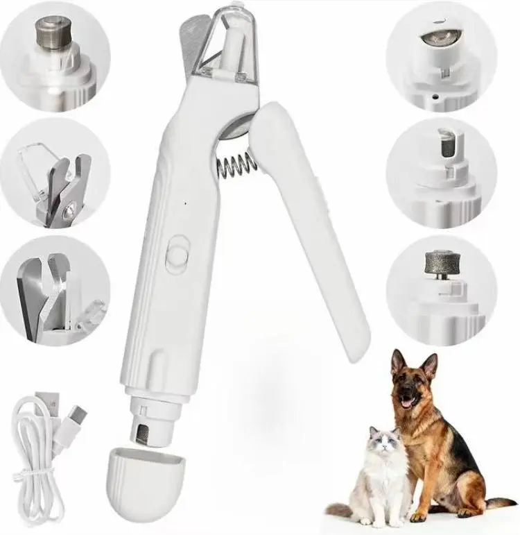 2 in 1 Pet Nail Clipper and Grinder for CatsDogs Stainless Steel Electric Nail Trimmerwith LED Light Safe Quiet pet nail clipper