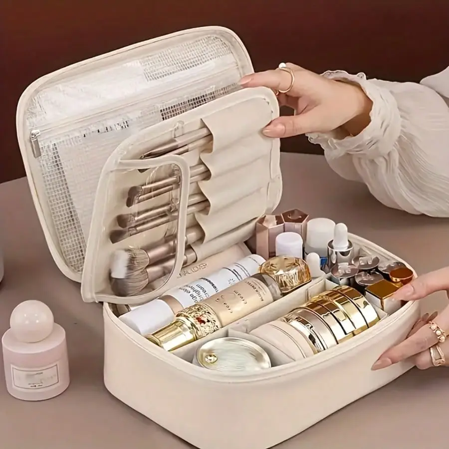 Multi-Layer Detachable Large-Capacity Cosmetic Bag, Portable Brush & Beauty Product Storage, Travel-Ready Organizer Suitable for Men and Women Drinkware, Toiletries Travel Bag, Beauty Storage Pouch