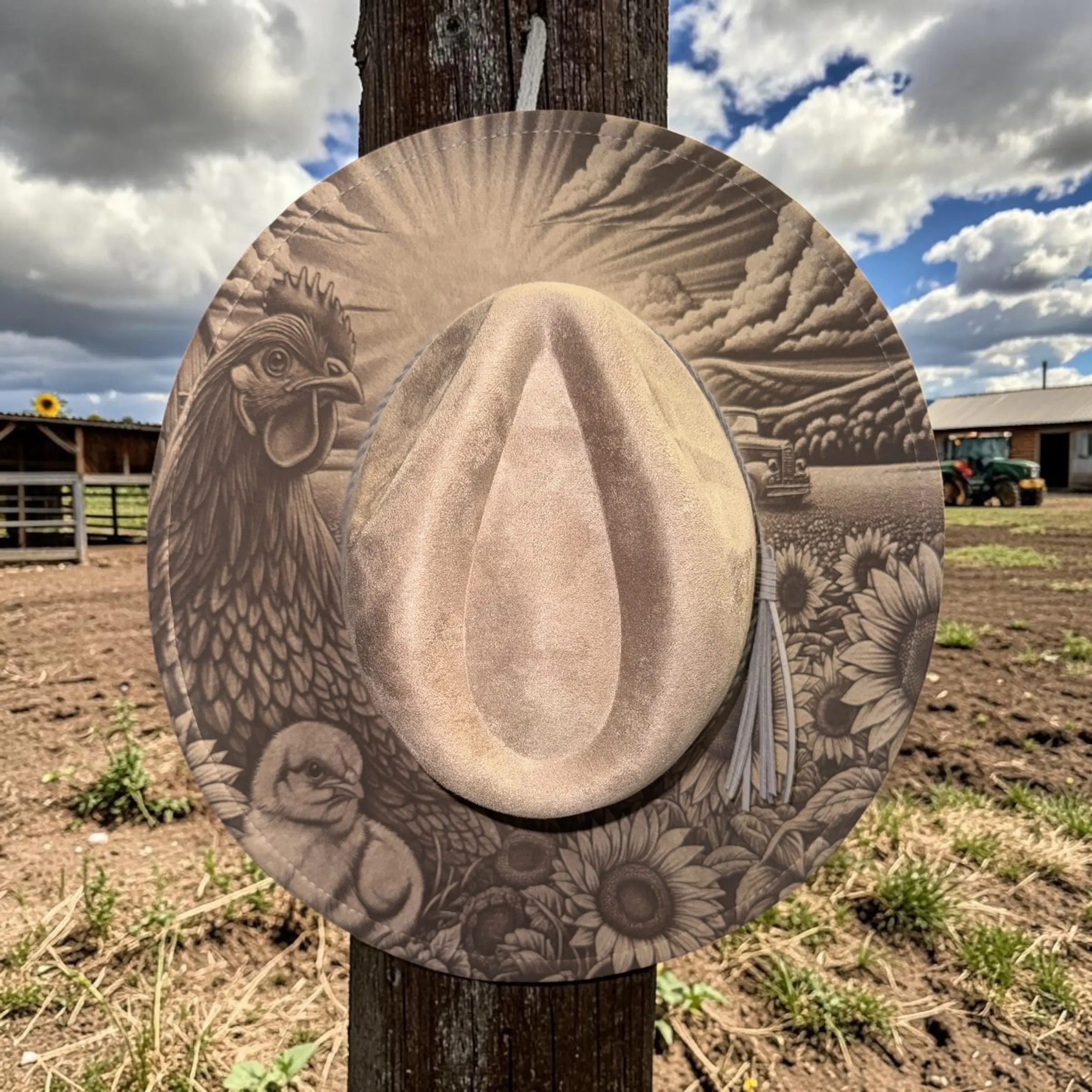 Custom Engraved Chicken Cowboy Hat | Farm & Backyard Chicken Gift
