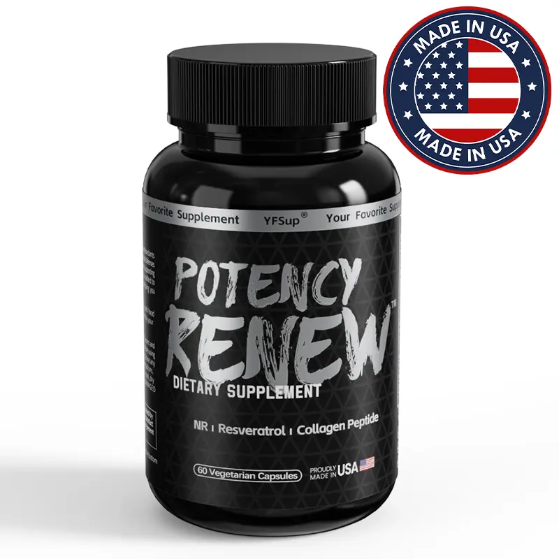 Potency Renew - Advanced NAD+ Booster & Skin Renewal Supplement, Rhodiola, NR, Resveratrol - 60 Capsules
