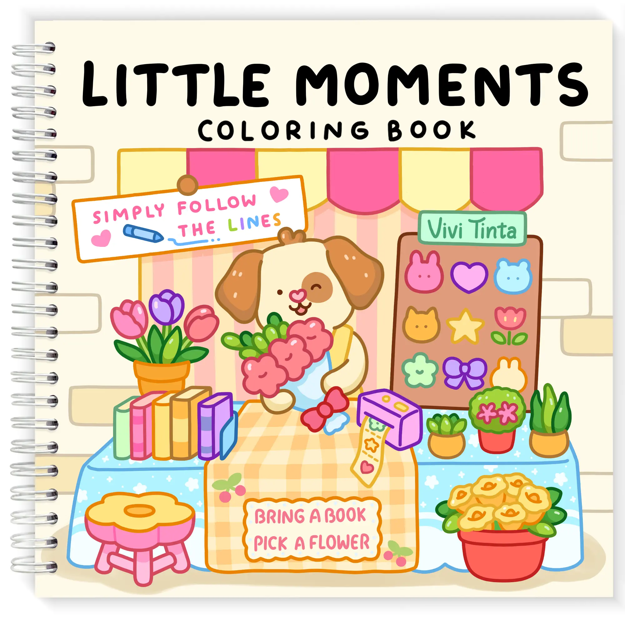VIVI TINTA Color By Line Adult Coloring Book - Office Art Supplies with Vibrant Outlines, Adorable Scenes for Relax, Unwind, Fun Coloring & Artistic Touch on Calm Days (For Teens)