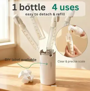 4-in-1 Leak-Proof Travel Dispenser Bottle Refillable Silicone Squeeze Bottle with Lock, Lightweight Toiletry Container for Travel & Outdoor