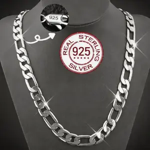1pc 925 Silver Plated Figaro Chain – 6-12mm / 20-30 inches Optional | Tarnish-Proof & Hypoallergenic | Hip Hop Daily Wear, Minimalist Layering | Great Unisex Family Gift