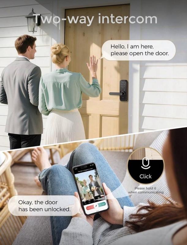 Arpha Keyless Smart Door Lock, Fingerprint Keypad Deadbolt With Handle FOB Card, APP Control Auto Lock, IP54 Waterproof, Easy Installation, Biometric Entry Bedroom Door Lock