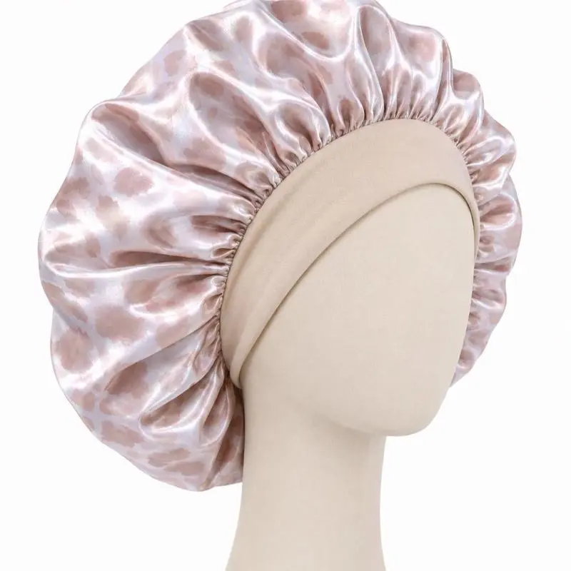Leopard Double Layered Luxury Satin Bonnet with Travel Bag