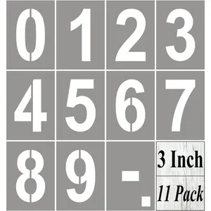 3 Inch Large Number Stencils for Painting - 11 Pack Number Stencil Templates for Curb Address, Cakes, Cookies, Mailboxes and Crafts, Reusable House Numbers Stencils for Wood Signs & Cement Wall Art