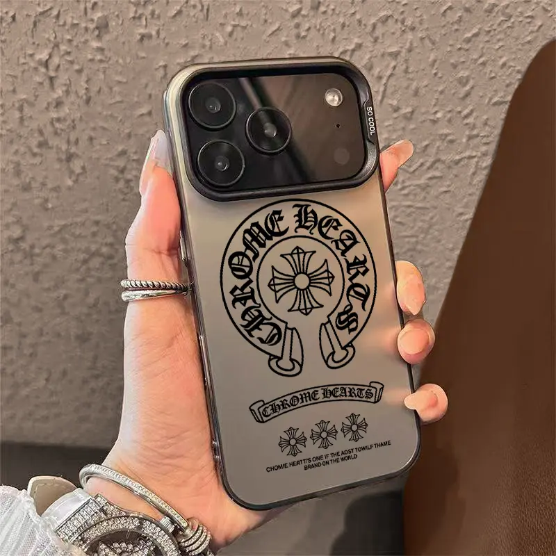 Gothic Cross Horseshoe Emblem Phone Case for iPhone 17,16,15,14,13,12,11,XS MAX,X,XR - TPU Laser Craft, Anti-Drop, Shockproof Protective Cellphone Casing, Casing Accessory for Smartphones