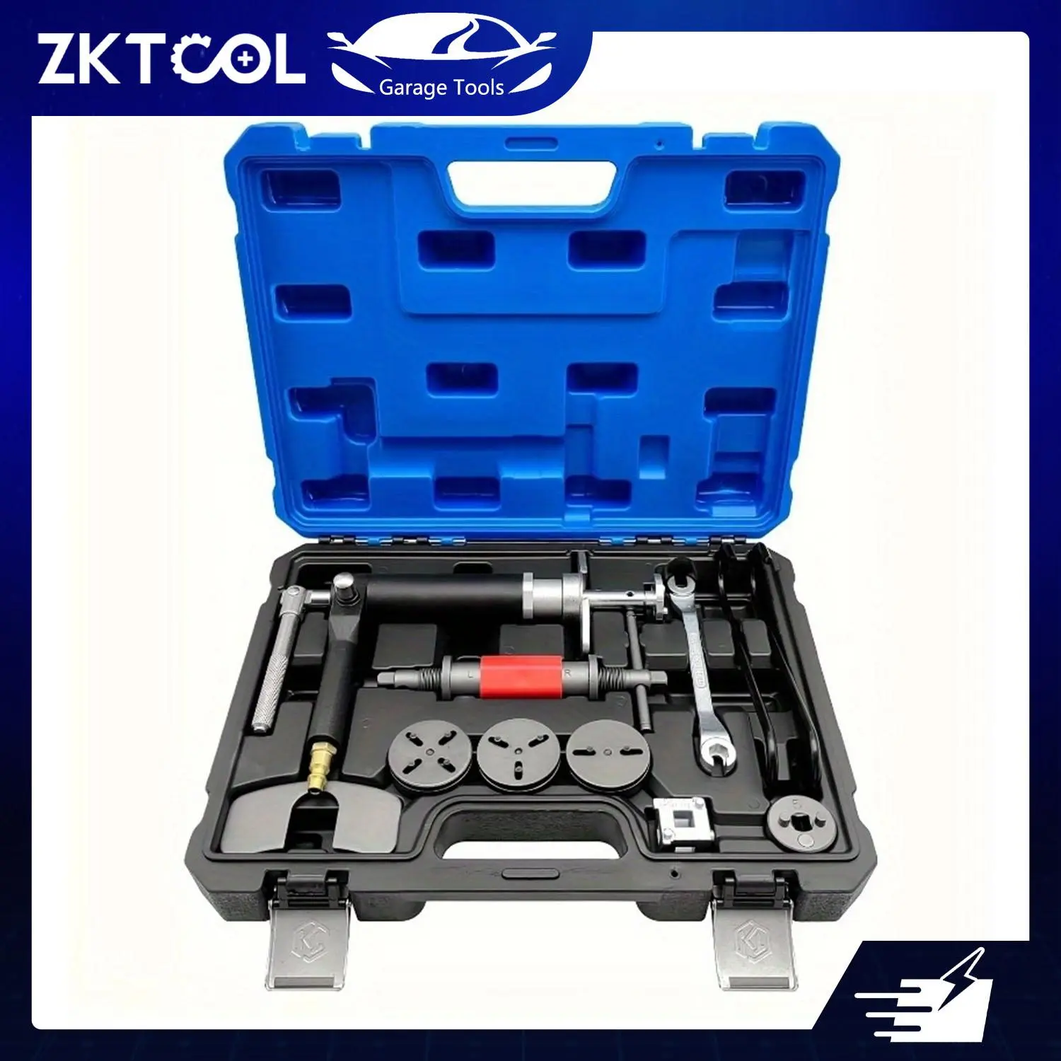 10PC Pneumatic Brake Caliper Compressor Wind Back Tool, with 3 Adjustable Drive Key Disc Adapters - Essential Automotive Car Brake Pad Replacement Repair Kit