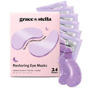 grace & stella Retinol Under Eye Patches for Puffy Eyes & Dark Circles - Restoring Gel Under Eye Masks with Hyaluronic Acid - Christmas Gifts for Teens, Birthday Gifts for Women (Purple, 24 Pairs)
