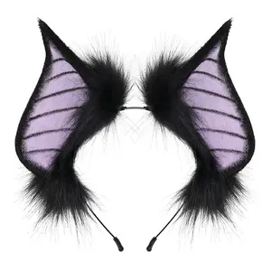Sawtooth Butterfly Ear Headband – Plush Puffy Cosplay Headband with Lightweight Frame for Halloween, Costume Parties and Festival Photos