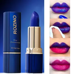 【Ten pack at a better price】ROZINO Blue Enchantress Lipstick Shimmer Color Changing from Blue to Pink Natural Moisturizing Long Lasting Nutritious Lip Balm for Women 3.5g