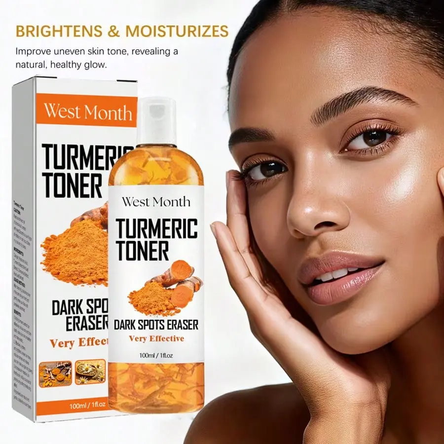 West Month 100ml Turmeric Face Toner - Lightweight Daily Facial Water, Nourishing, Soothing, Boosts Moisture, Helps Fade Dark Spots (Apply Daily for Skincare Needs), Turmeric Extract