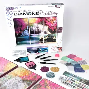 ArtSkills Waterfall Diamond Painting Kit on Stretched Canvas 21" x  14" - Complete Professional Diamond Art Set with Accessories