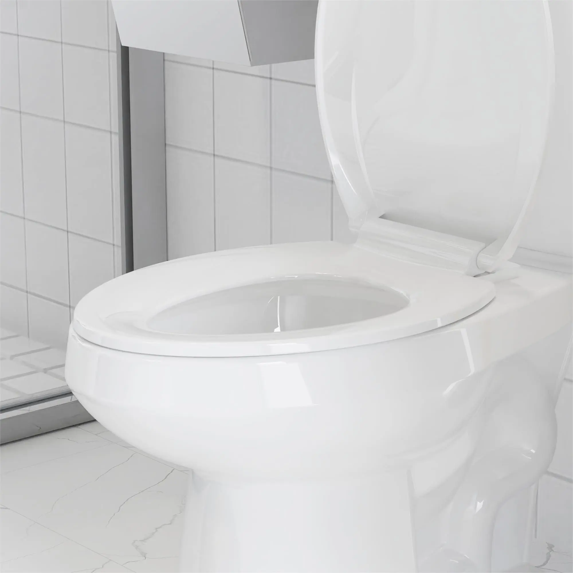 Garvee Commercial Grade Toilet Seat - Built-In Toddler Training Potty, Soft Close, Quick-Release Hinges, Fits Round/Elongated, Durable White PP, Toddler Potty